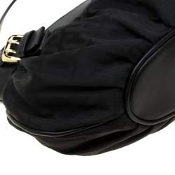 Pre Owned Moschino Black Signature Nylon and Leather Hobo