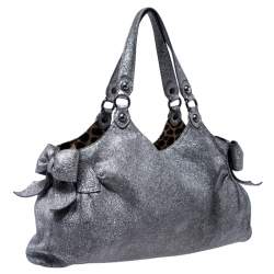 Pre Owned Moschino Silver Glitter Leather Cheap and Chic Tote