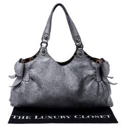 Pre Owned Moschino Silver Glitter Leather Cheap and Chic Tote