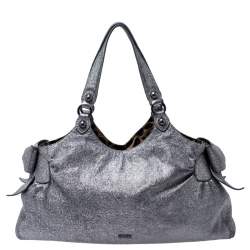 Pre Owned Moschino Silver Glitter Leather Cheap and Chic Tote