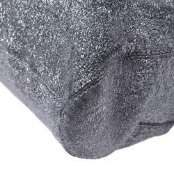 Pre Owned Moschino Silver Glitter Leather Cheap and Chic Tote