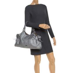 Pre Owned Moschino Silver Glitter Leather Cheap and Chic Tote