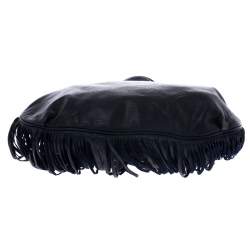 Moschino Navy Blue Leather Studded Fringe Hobo 