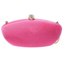 Pre Owned Moschino Pink Canvas Chain Clutch