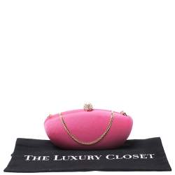 Pre Owned Moschino Pink Canvas Chain Clutch