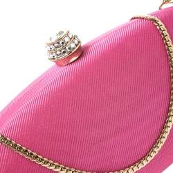 Pre Owned Moschino Pink Canvas Chain Clutch
