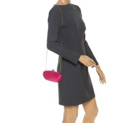 Pre Owned Moschino Pink Canvas Chain Clutch