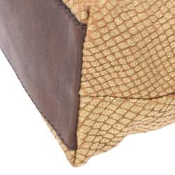 Pre Owned Moschino Gold/Brown Quilted and Snakeskin Embossed Leather Bow Flap Shoulder Bag