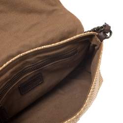 Pre Owned Moschino Gold/Brown Quilted and Snakeskin Embossed Leather Bow Flap Shoulder Bag