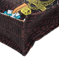 مملوكة مسبقًا Moschino Brown Bugs Bunny and Duffy Duck Printed Shopper Tote