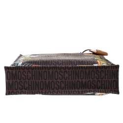 مملوكة مسبقًا Moschino Brown Bugs Bunny and Duffy Duck Printed Shopper Tote