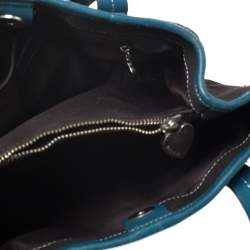 Pre Owned Moschino Blue/Black Canvas and Leather Trim Mini Tote