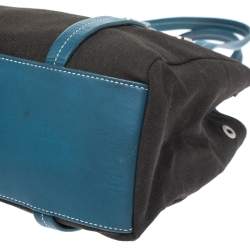Pre Owned Moschino Blue/Black Canvas and Leather Trim Mini Tote
