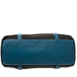 Pre Owned Moschino Blue/Black Canvas and Leather Trim Mini Tote