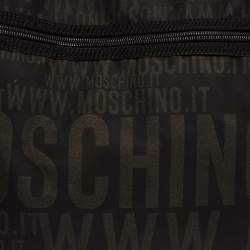 Pre Owned Moschino Dark Brown Signature Nylon Shopper Tote