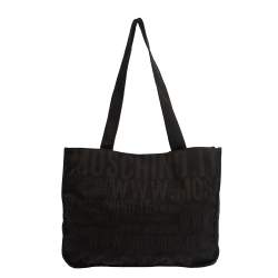 Pre Owned Moschino Dark Brown Signature Nylon Shopper Tote