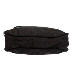 Pre Owned Moschino Dark Brown Signature Nylon Shopper Tote