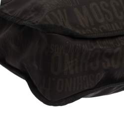 Pre Owned Moschino Dark Brown Signature Nylon Shopper Tote