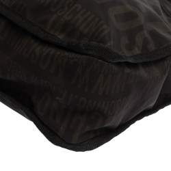 Pre Owned Moschino Dark Brown Signature Nylon Shopper Tote