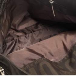 Pre Owned Moschino Dark Brown Signature Nylon Shopper Tote