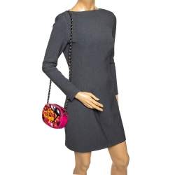 Pre Owned Moschino Pink Coated Canvas Fruitblast Oval Crossbody Bag