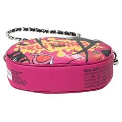 Pre Owned Moschino Pink Coated Canvas Fruitblast Oval Crossbody Bag