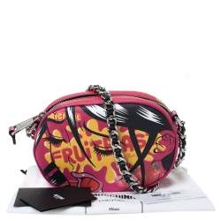 Pre Owned Moschino Pink Coated Canvas Fruitblast Oval Crossbody Bag