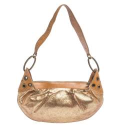 Moschino Gold Iridescent Leather Shoulder Bag