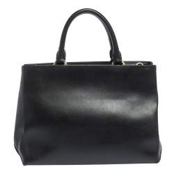 Pre Owned Moschino Black Floral Applique Leather Tote