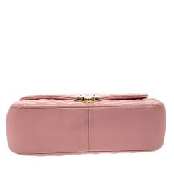 Pre Owned Moschino Pink Quilted Leather Heart Clasp Shoulder Bag