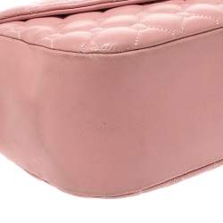 Pre Owned Moschino Pink Quilted Leather Heart Clasp Shoulder Bag