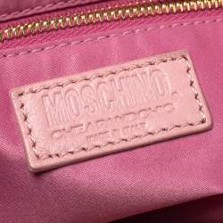 Pre Owned Moschino Pink Quilted Leather Heart Clasp Shoulder Bag