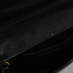 Pre Owned Moschino Black Leather Heart Clasp Shoulder Bag