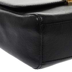 Pre Owned Moschino Black Leather Heart Clasp Shoulder Bag