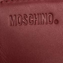 Pre Owned Moschino Red/Beige Signature Fabric and Leather Buckle Flap Wallet