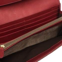 Pre Owned Moschino Red/Beige Signature Fabric and Leather Buckle Flap Wallet