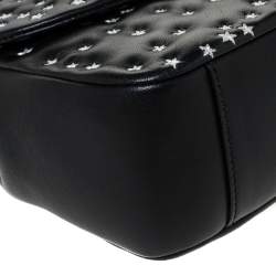 مملوكة مسبقًا حقيبة موسكينو سلسلة قفل قلب قلاب  جلد مطرزة نجوم سوداء