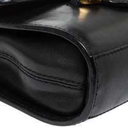 Pre Owned Moschino Black Leather Wristlet Clutch
