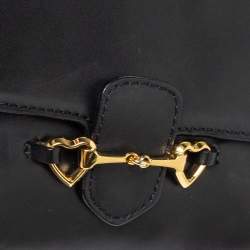 Pre Owned Moschino Black Leather Wristlet Clutch