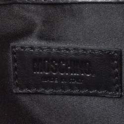 Pre Owned Moschino Black Leather Wristlet Clutch
