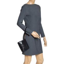 Pre Owned Moschino Black Leather Wristlet Clutch