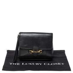 Pre Owned Moschino Black Leather Wristlet Clutch