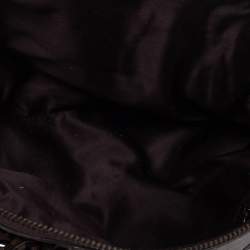 Pre Owned Moschino Dark Brown Signature Canvas and Leather Turnlock Satchel