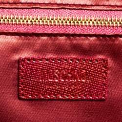Pre Owned Moschino Cinnamon Red Patent Vinyl Heart Charm Dome Satchel