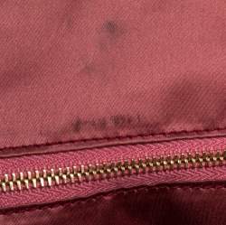 Pre Owned Moschino Cinnamon Red Patent Vinyl Heart Charm Dome Satchel