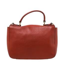 Pre Owned Moschino Burnt Orange Leather Logo Flap Shoulder Bag