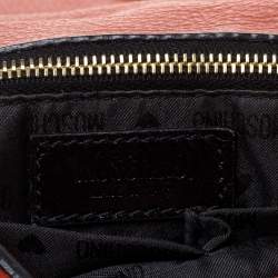Pre Owned Moschino Burnt Orange Leather Logo Flap Shoulder Bag