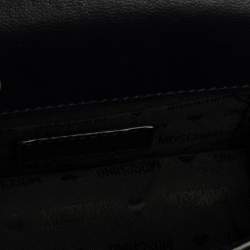 Pre Owned Moschino Navy Blue Patent Leather Flap Crossbody Bag