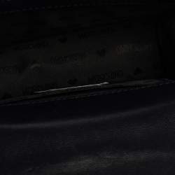 Pre Owned Moschino Navy Blue Patent Leather Flap Crossbody Bag