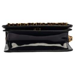 Pre Owned Moschino Navy Blue Patent Leather Flap Crossbody Bag